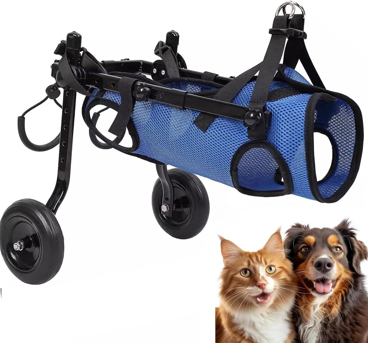 Huisdieren Rolstoel - Hondenkar Wandelwagen - Mobiliteit Herstellen - Verstelbare Ondersteuning - Maat M - Zilver