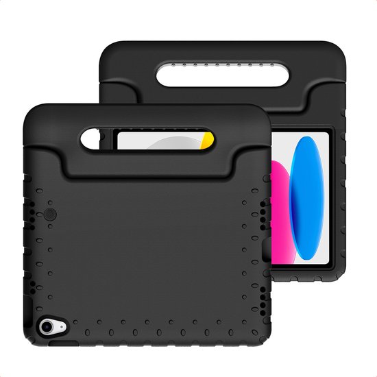 ROISKIN Hoes voor ipad 10e generatie 10,9 inch 2022 met displaybescherming & schouderriem & penhouder, heavy duty stootvaste ipad hoes 10e generatie, draaibare standaard hoes voor kinderen, roze