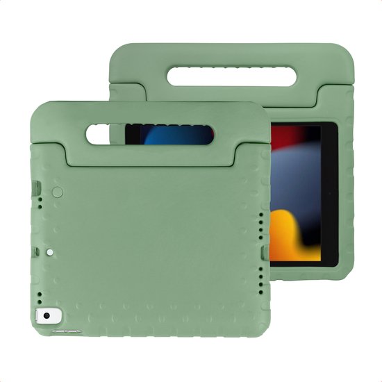 Etui iPad 2020 enfants - Etui iPad 2020 enfants - Etui iPad 2020 10.2 enfants - Etui iPad 2020 enfants - Etui iPad 2020 enfants - Etui iPad 2020 enfants - Siliconen - Vert olive - iMoshion Kidsproof Backcover with handle