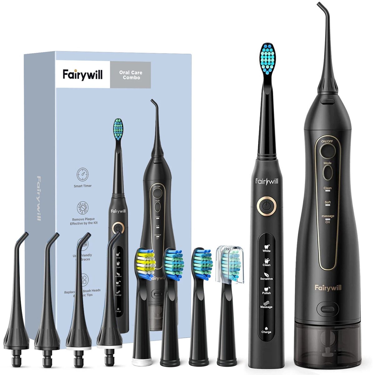 Milova Elektrische tandenborstel + waterflosser - Mond douche - Tandenborstel set - Tandverzorging - Waterflosser - Mond hygiëne - Incl opzetstukken