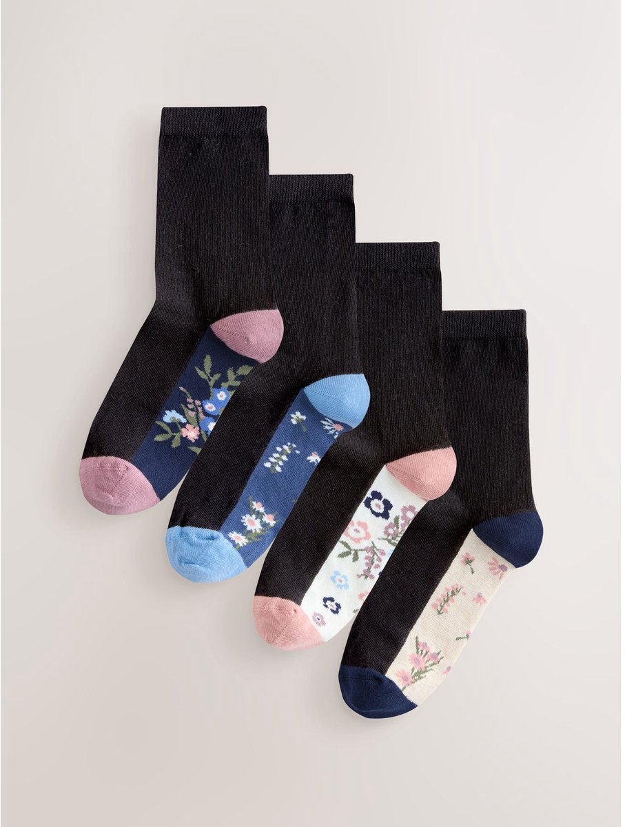 Next - Dames - Set van 4 paar enkelsokken - Blauw
