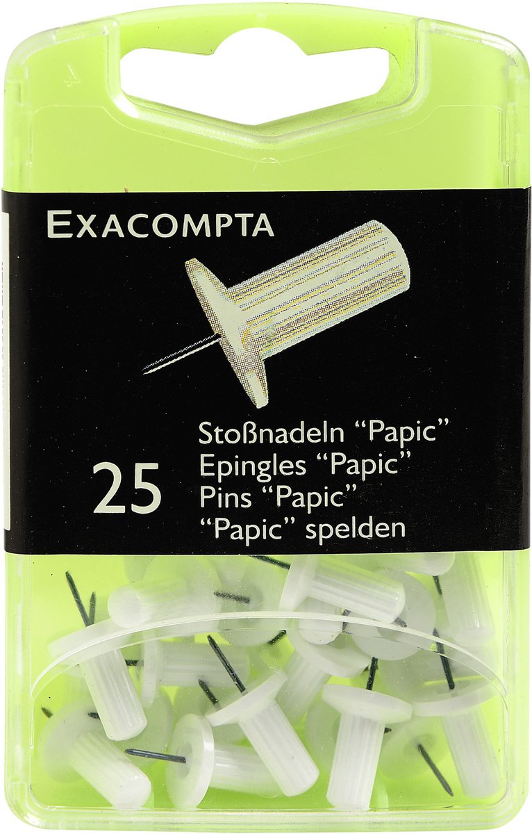 Exacompta Doos met 25 prikbordspelden Papic - punthoogte 7mm - 10mm diameter - Wit - 14900E