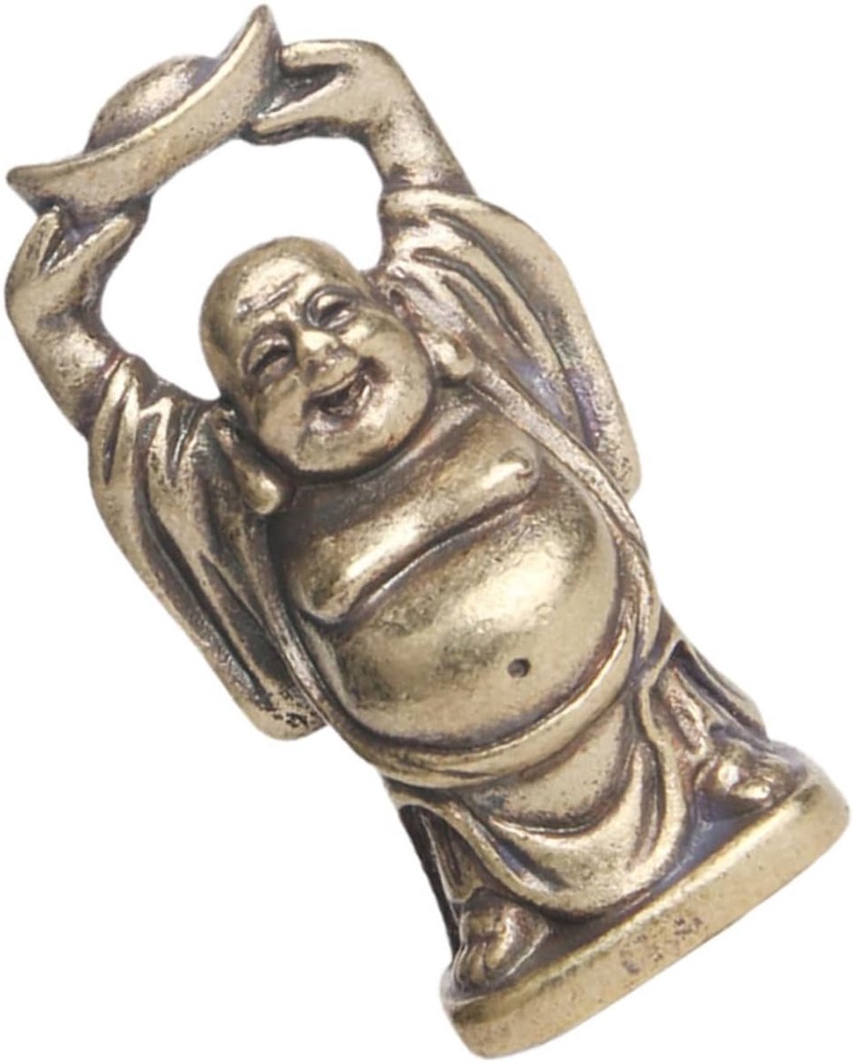 Boeddha Beeldje - Zen Decoratie - Kantoor Bureau - Compact Formaat - 4.6 x 2.5 cm - Lichtbruin