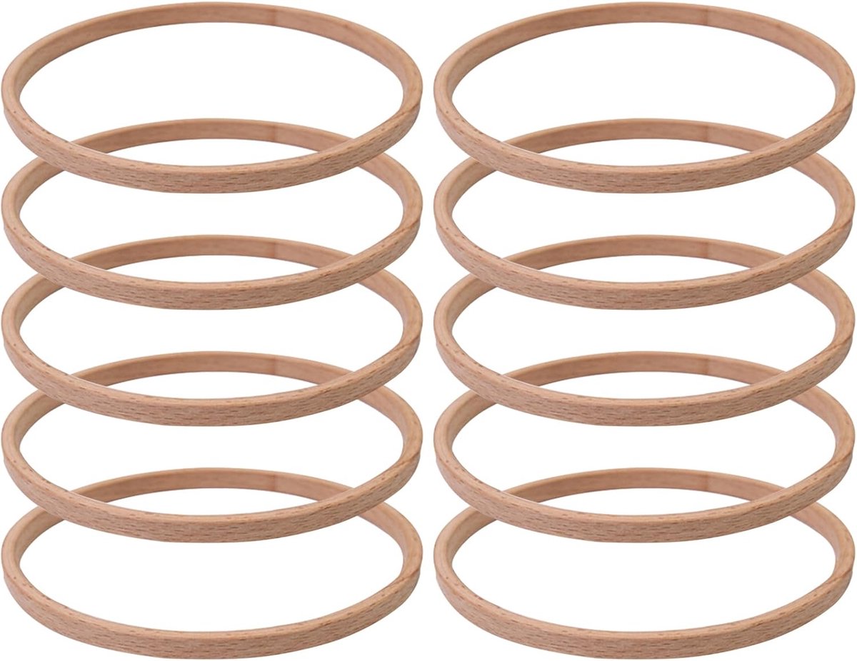 Houten Krans Frames - Knutselringen DIY - Decoratie Projecten - Set van 10 stuks - Verschillende Maten - Natuurlijk Hout