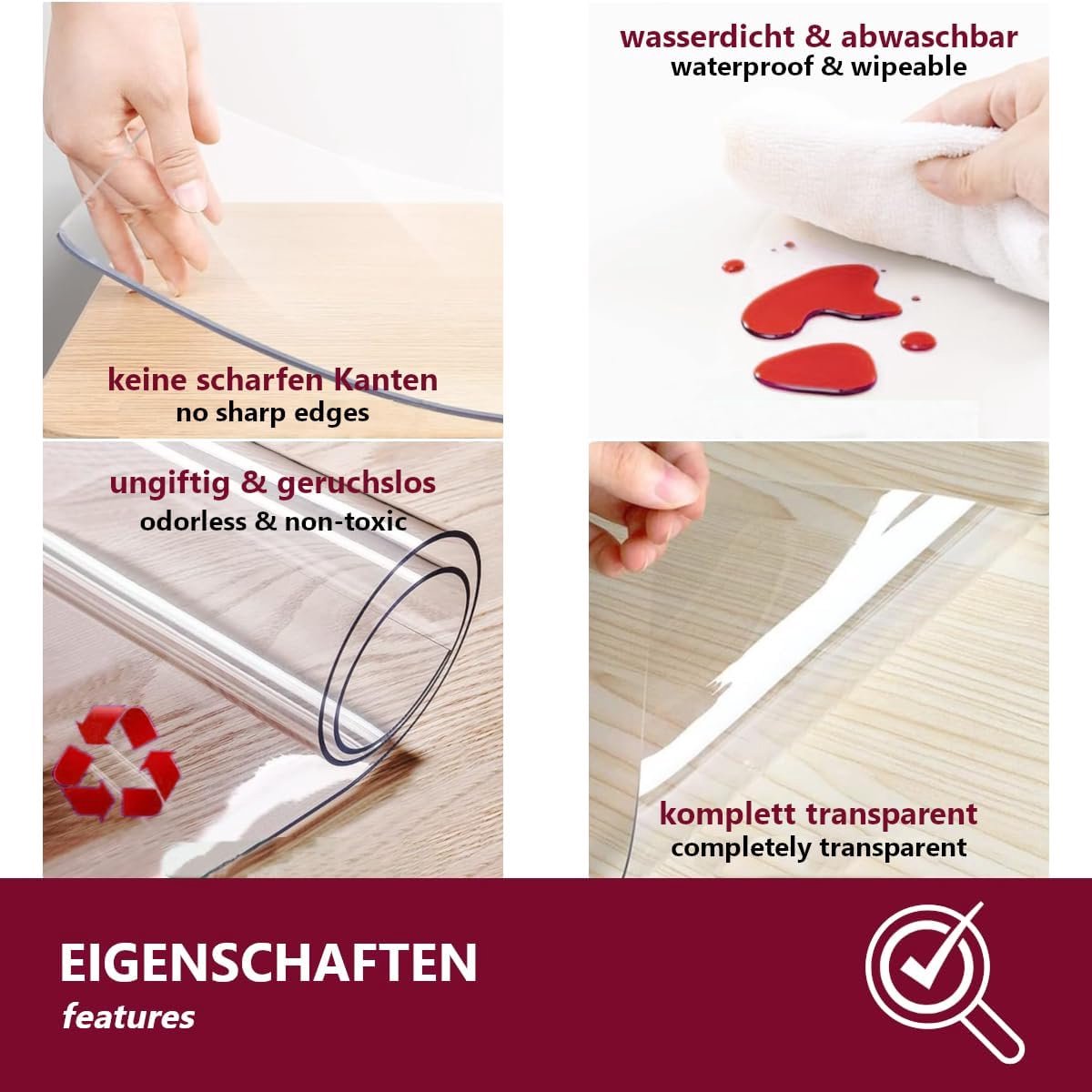 Tafelfolie - Tafelbeschermer - Tafel Beschermen - 15 mm Dik - 130x70 cm - Transparant