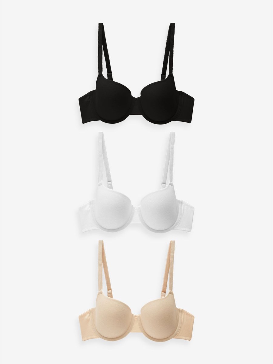 Next Dames - Katoenmix ultiem comfort beha's verpakking van 3 - Zwart Black/White/Pastel Rose Nude