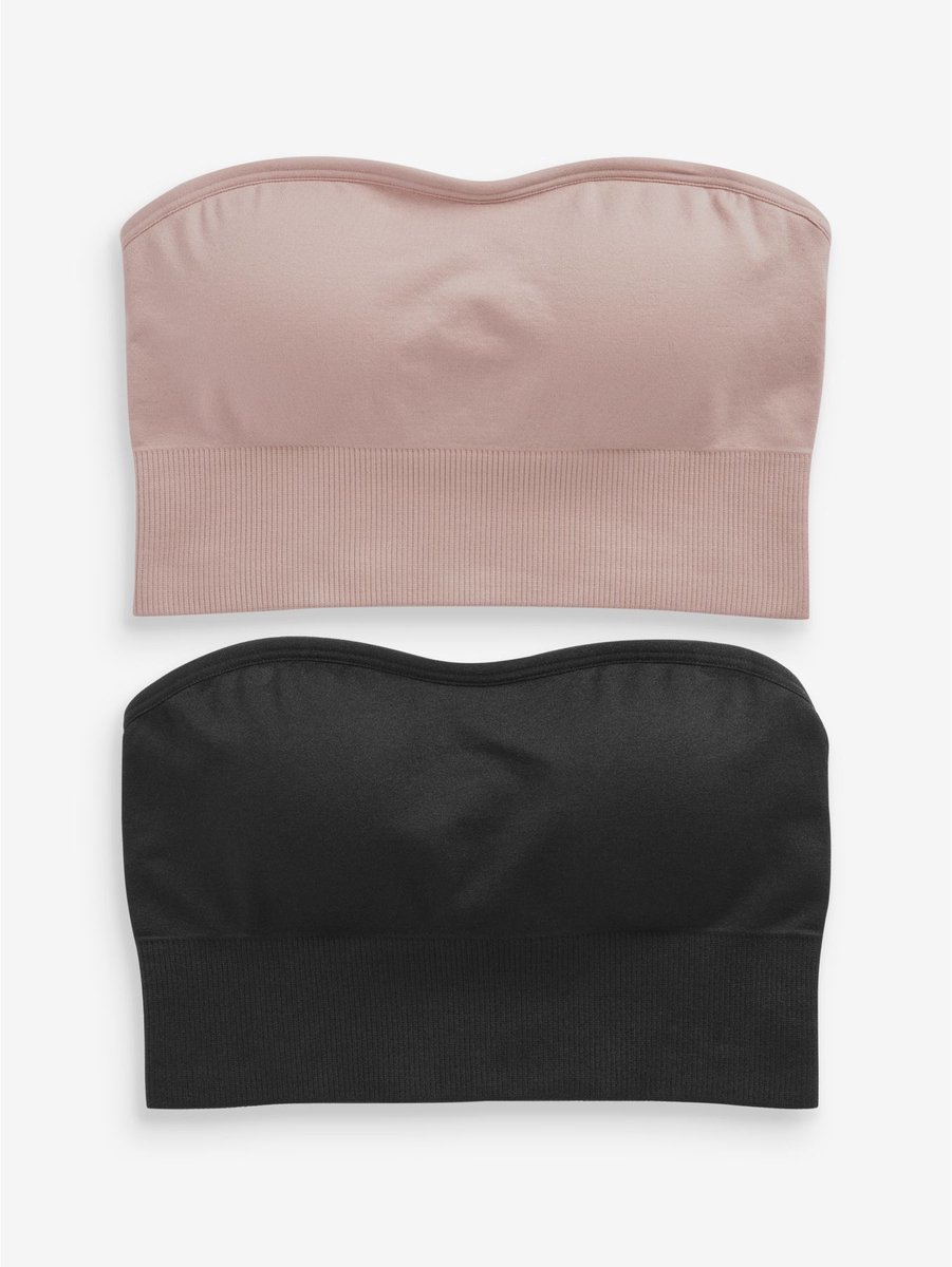 Next Dames - Naadloze bandeau ultiem comfort beha's verpakking van 2 - Zwart Black/Light Pink