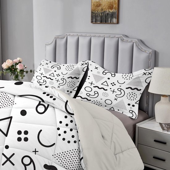 Dekbed met print - Dekbedovertrek set - Vier seizoenen - Omkeerbaar en wasbaar - 200 x 200 cm