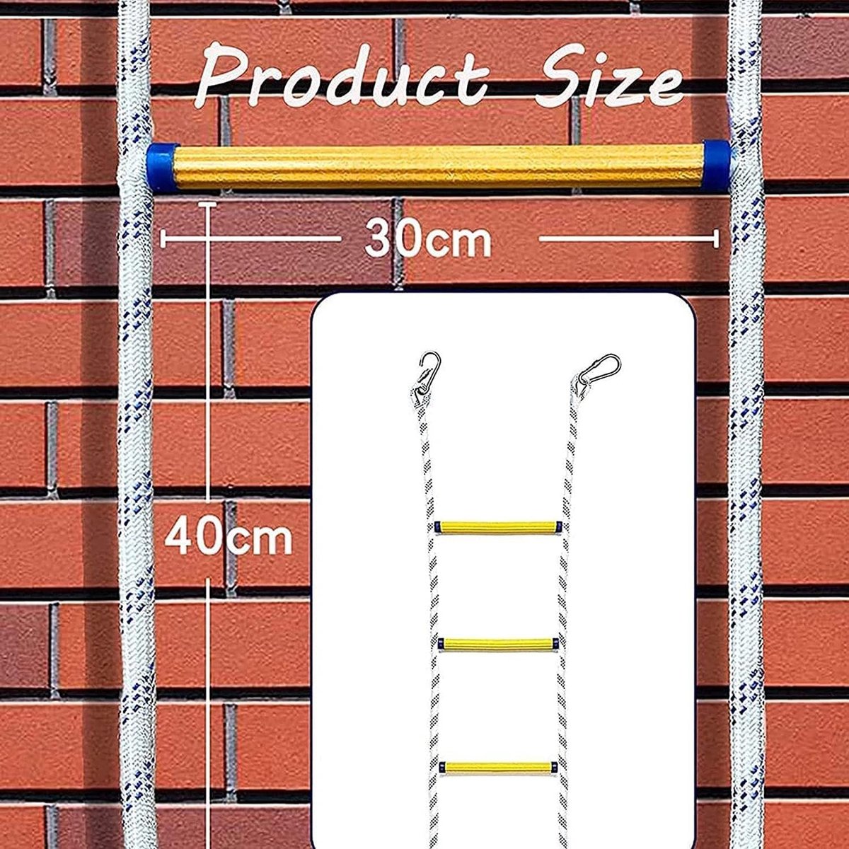 Touwladder - Veiligheidsladder Noodladder - Snelle Evacuatie - Brandvertragend Materiaal - Tot 20 Meter - Wit