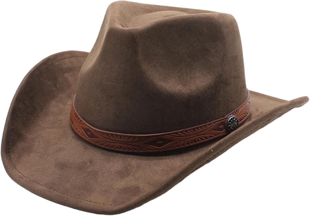 Western Hoed - Cowboy Hoed - Zon Bescherming - Verstelbare Pasvorm - 57-58 cm - Bruin