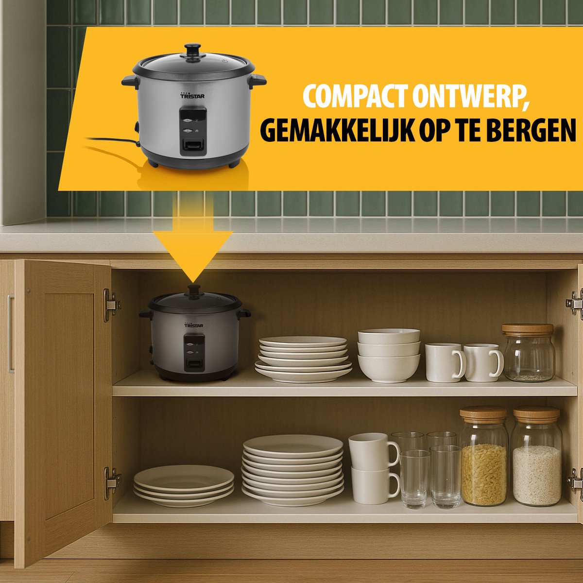 Tristar Rijstkoker 1.5L - RK-6147 - 8 personen - Droogkook beveiliging - Warmhoudfunctie - Uitneembare binnenpan thumbnail 5