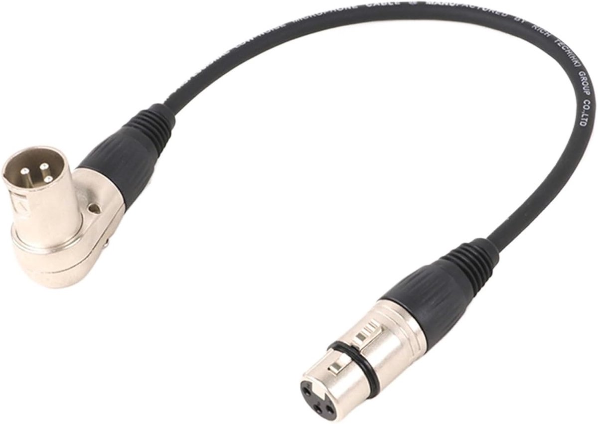 XLR Patchkabel - Microfoonsnoer - Apparatuur Verbinden - Haakse Connector - 3 Meter - Zwart