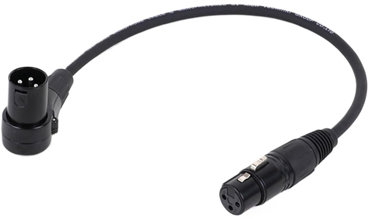 Microfoon Kabel - XLR Kabel - Audio Verbinding - Haakse Connector - 0.5 Meter - Zwart