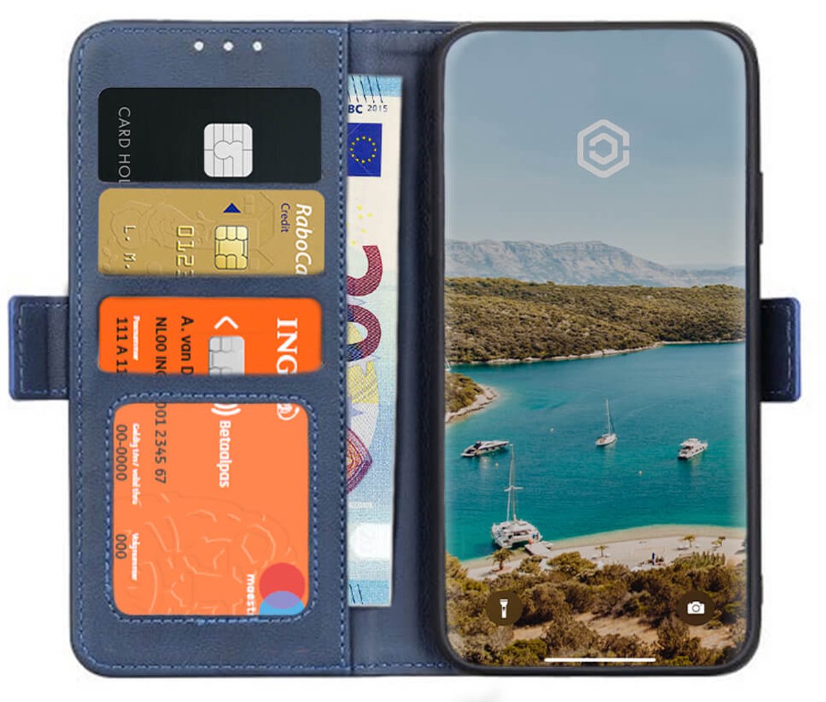 Casecentive Magnetische Leren Wallet case - Portemonnee hoesje geschikt voor iPhone 12 / iPhone 12 Pro - Blauw