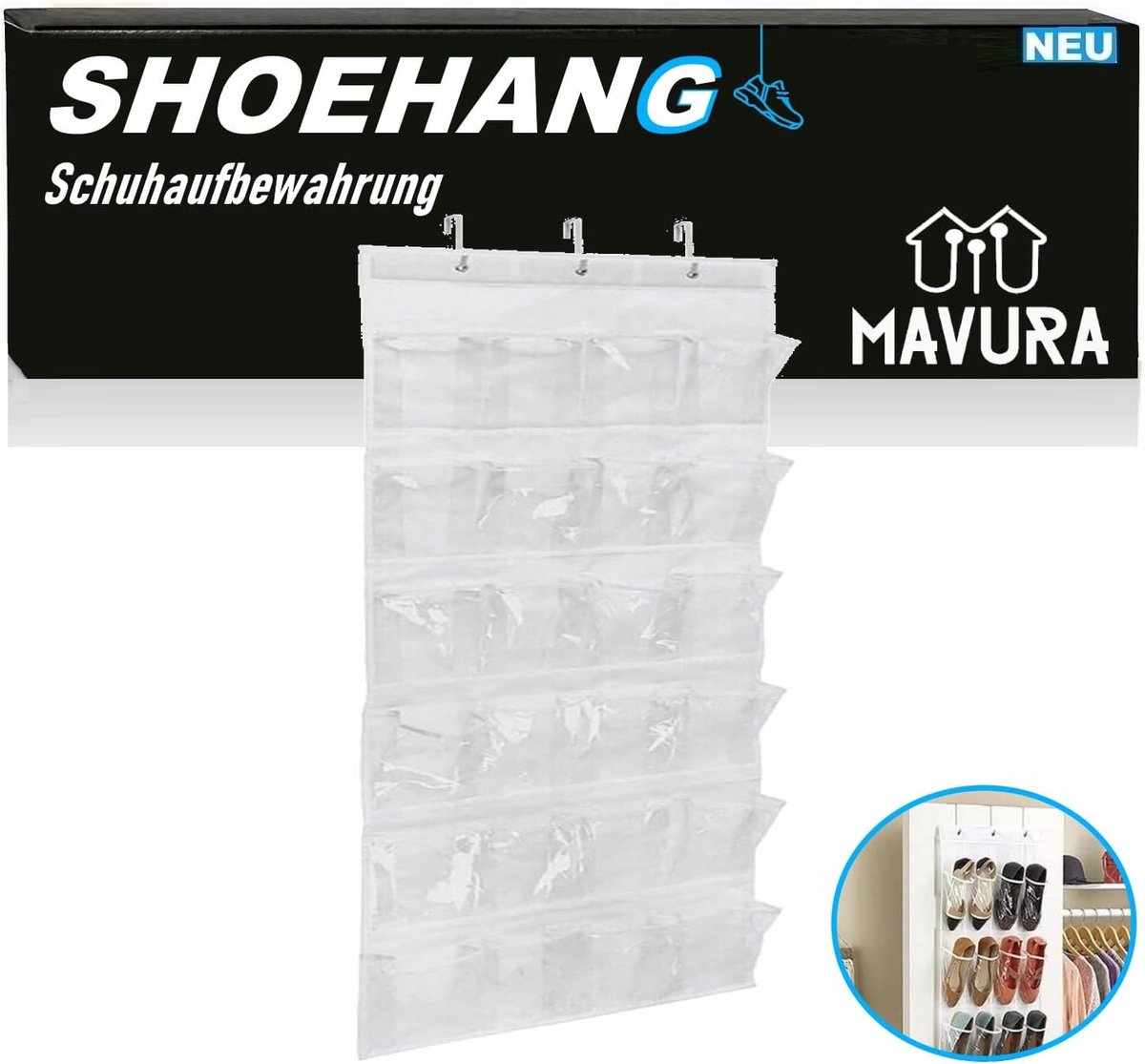 Hangende Opberger - Schoenenkast - Ruimte Besparen - 24 Vakken - 150x45cm - Wit
