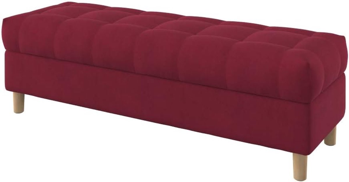 Opbergbank - Voetenbankje Zitbank - Entree Hal - Gestroomlijnd Gestoffeerd - 140 cm Breed - Wijnrood