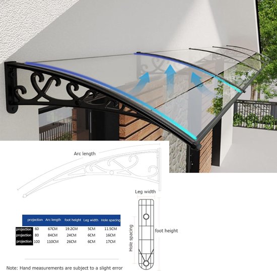 Waterdichte Deurluifel Van Polycarbonaat – 39,9 X 59,9 Cm – UV-bescherming – Schokbestendig – Voor Buiten Bij Voordeur, Raam Of Terras