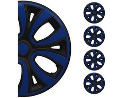 Wieldoppen Set - Velgdoppen Wielkappen - Voertuig Personalisatie - Weerbestendig ABS Kunststof - 16 inch - Zwart Donkerblauw