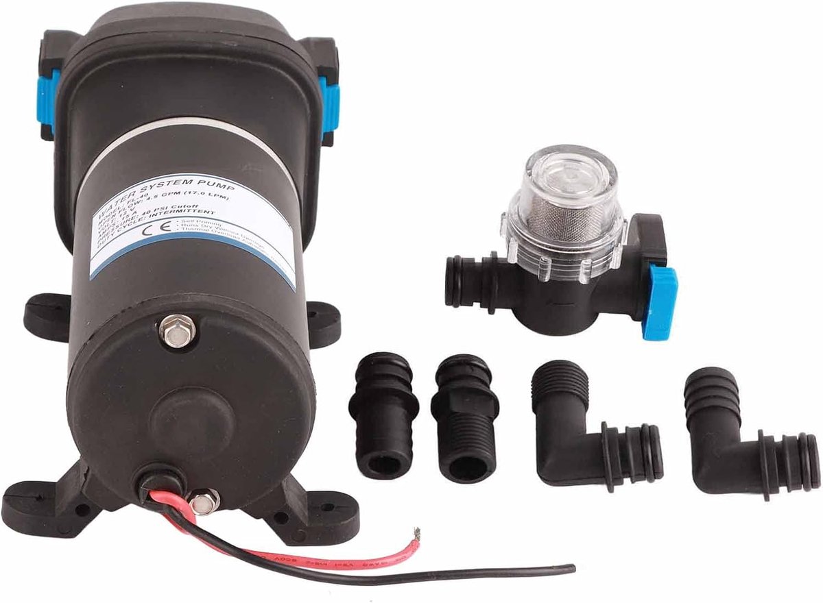 Waterdruk Pomp - Hogedruk Pomp - Zelfaanzuigend - Ingebouwde Drukschakelaar - 12V - Zwart