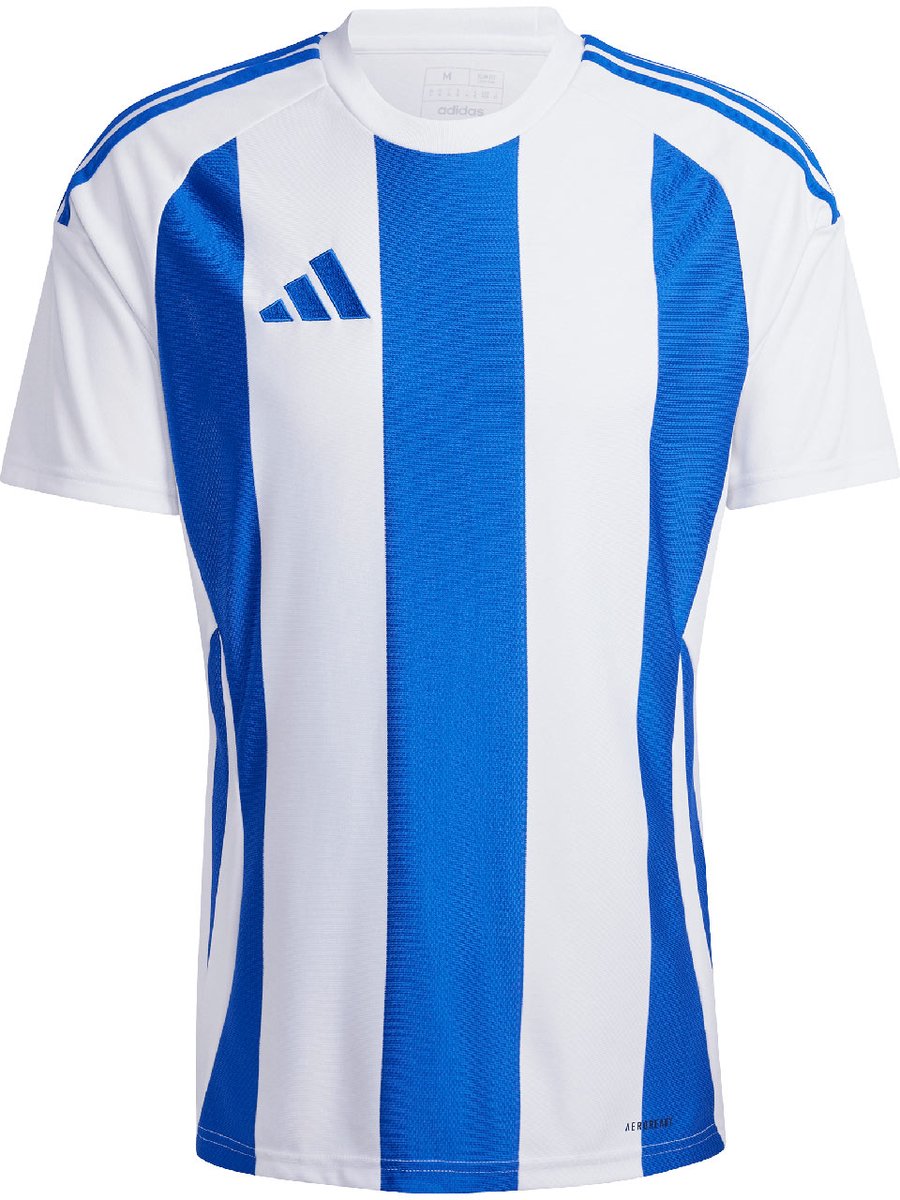 adidas T-shirt Heren Striped 24 Jersey Wit-Blauw - Maat XL