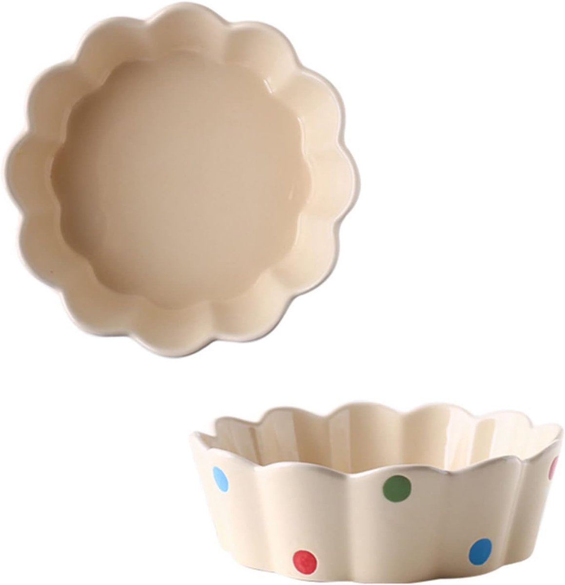 Ovenschaal Set - Keramische Bakvorm - Bakken & Braden - Set van 2 stuks - 15cm Rond - Wit