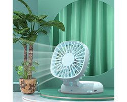 Krachtige vloerventilator met afstandsbediening, kamerventilator voor luchtcirculatie, stille vibratieventilator voor de slaapkamer, mini draagbare ventilator, handventilator (blauw).