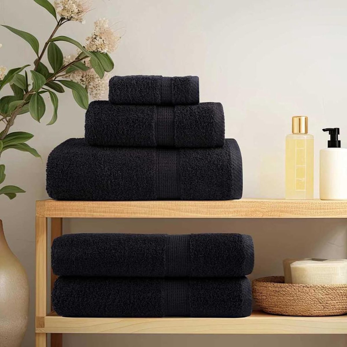 Gastendoekjes Set - Kleine handdoeken - Badkamer decoratie - 100% Katoen - 50 stuks 30x50cm - Zwart