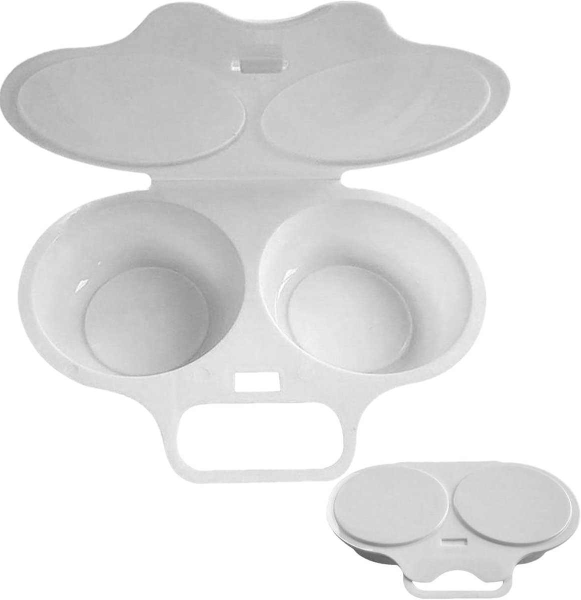 Eier Stomer - Magnetron Koken - Snel Ontbijt - Dubbele Houder - 16x11.5x3cm - Wit