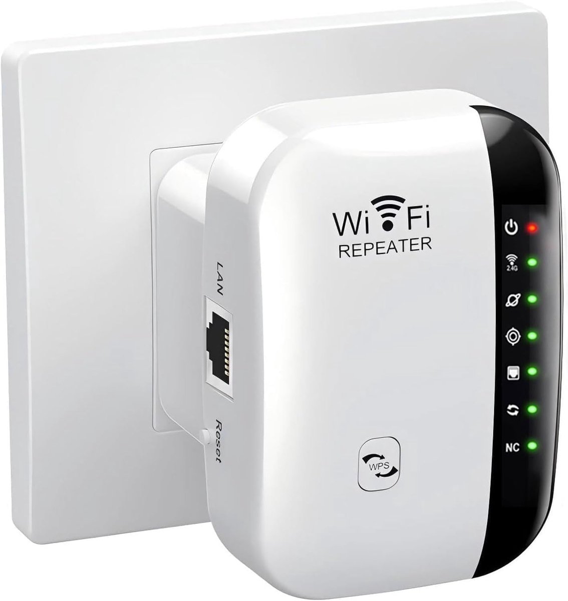 Wifi Versterker - Internet Booster - Dode Zones Elimineren - Tot 465m² Dekking - 300 Mbps Snelheid - Wit