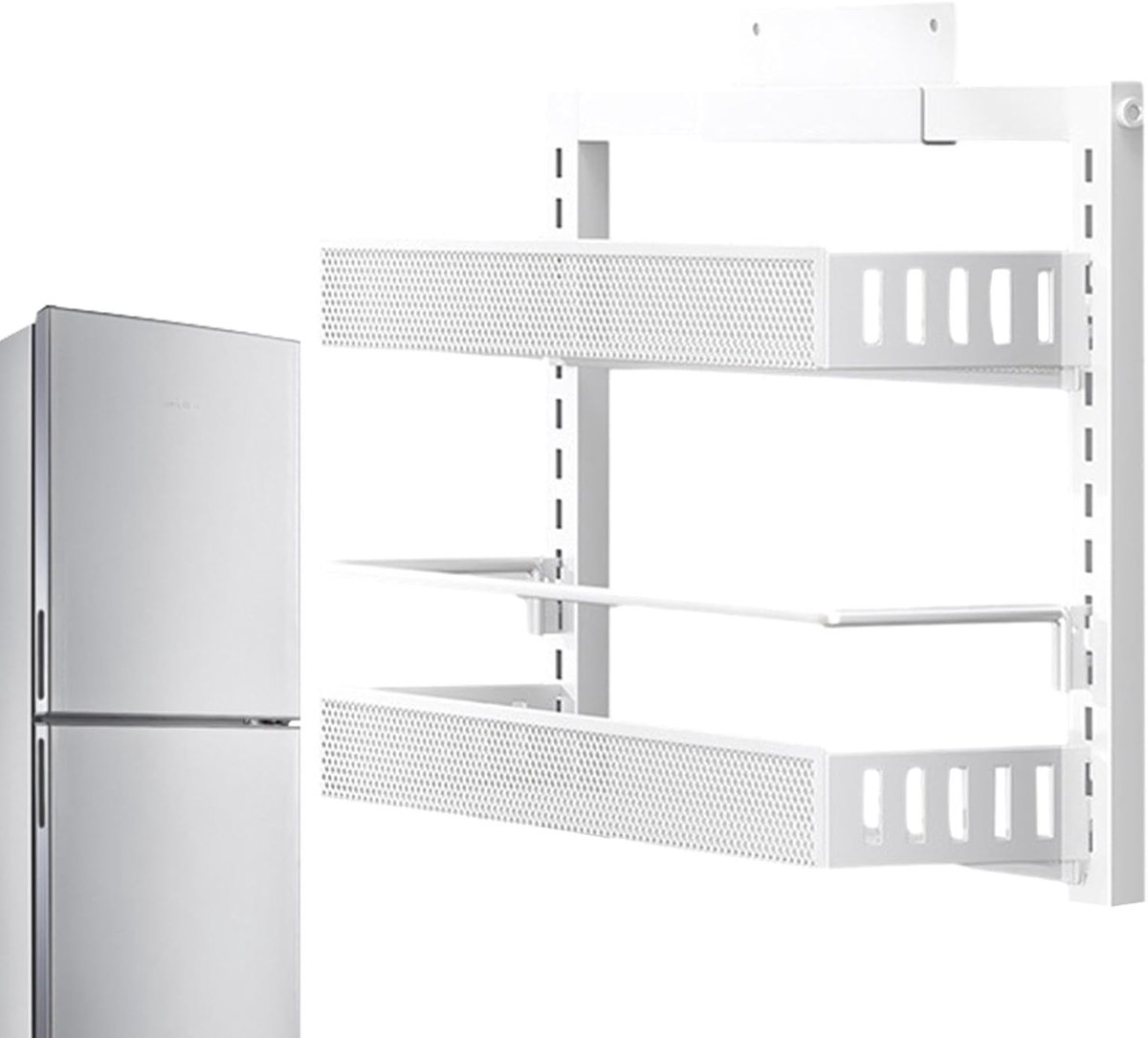 Deur Organizer - Hangrek Keuken - Kruiden Opbergen - Stabiel Koolstofstaal - 42.5x44x16cm - Wit