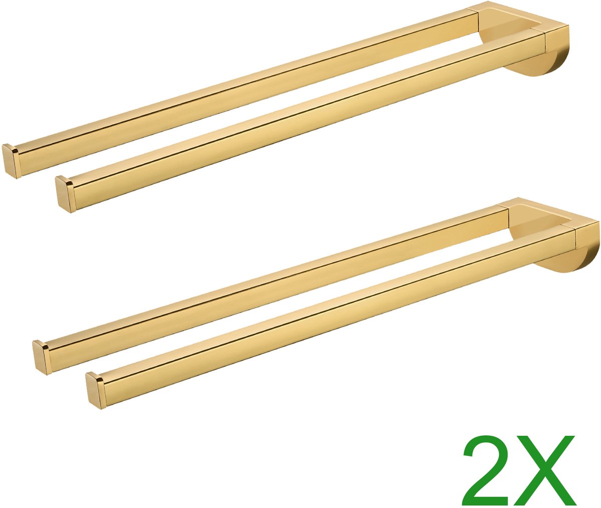 Auralum max Handdoekhouder - Met 2 armen - Handdoekrek Badkamer - Handdoekenstang - Voor aan de wand - Goud - 42 cm -2 stuks
