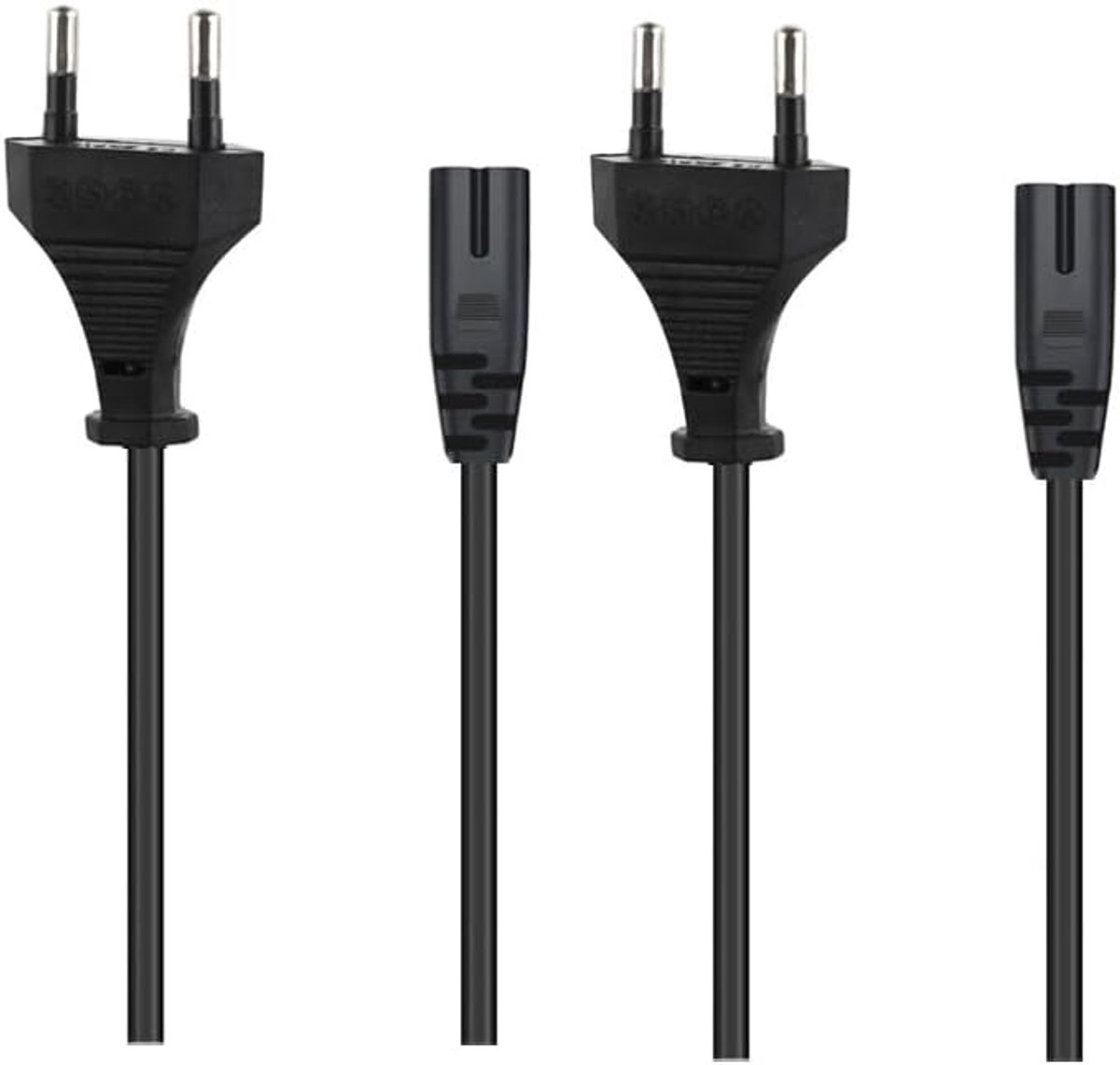 Netsnoer 2 Stuks - Stroomkabel Audio - Luidspreker Opladen - Twee-polige Stekker - 2 Meter Lengte