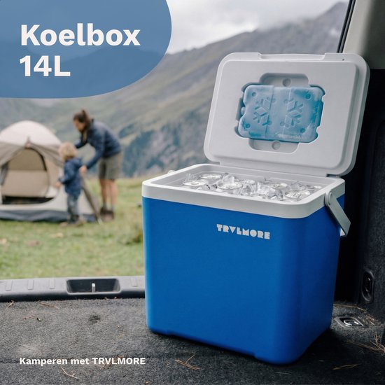 TRVLMORE Koelbox 14L - 47 Uur Koeling - Frigobox - Inclusief 2 Koelelementen - Koelbox Klein - Blauw van Merkloos — afbeelding 2
