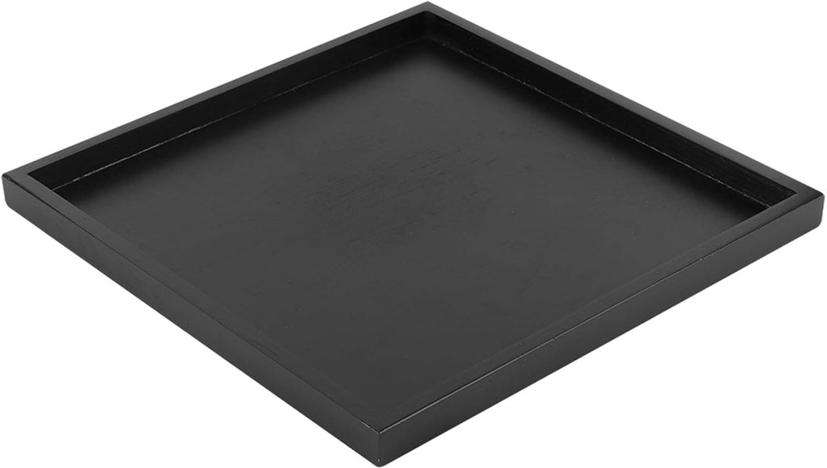 Houten Dienblad - Serveerschaal Bak - Dranken & Eten - Opstaande Rand - 30x30x2 cm - Zwart