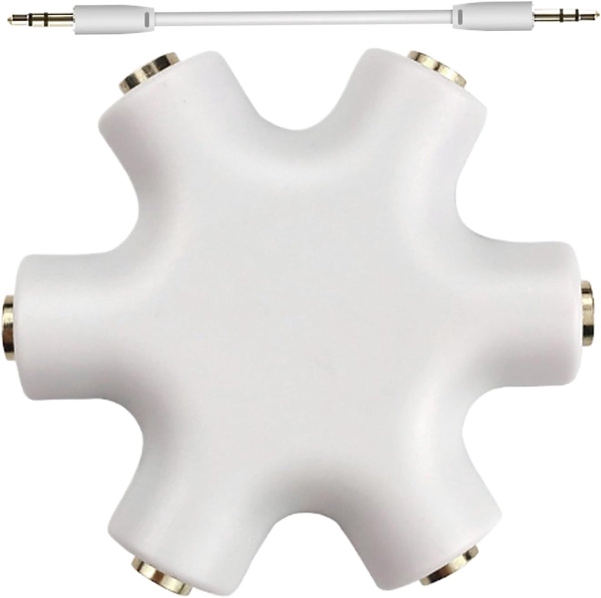 Koptelefoon Splitter - Audio Jack Adapter - Muziek Delen - Stevige Constructie - 52x13 cm - Wit