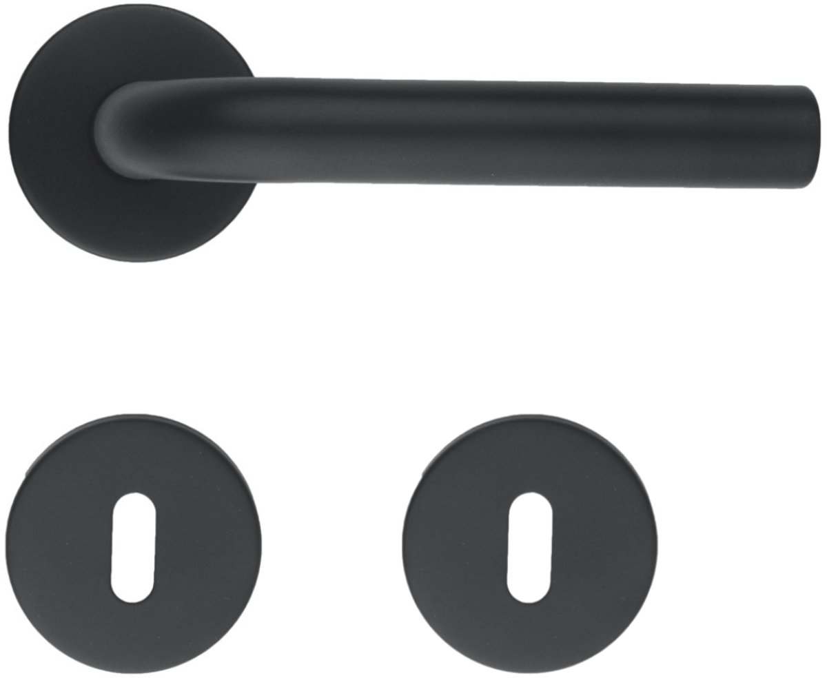 HDD PRO Deurklink L-vorm | 19mm | Mat zwart | Inclusief 2 stuks klavierrozetten | 6.020.090