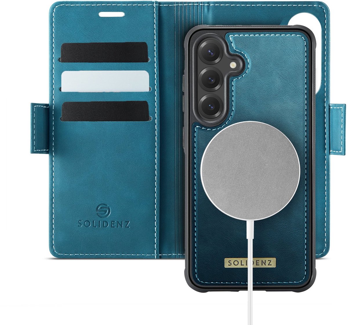 Solidenz hoesje – Geschikt voor Samsung Galaxy S26 – Luxe 2-in-1 Hoesje geschikt voor MagSafe – Afneembare case – Blauw