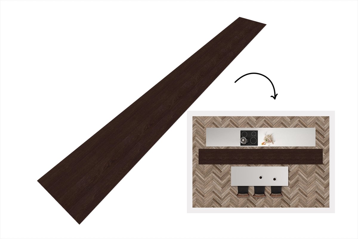 KitchenYeah Keukenloper 400x50 cm - Keukenmat vinyl Patroon - Hardhout - Plank - Keukenmatten loper - Keuken vloerkleed tapijt