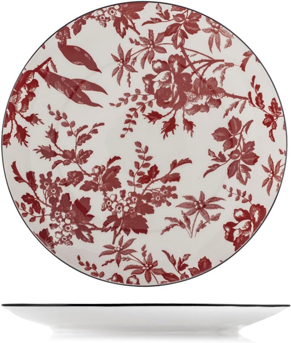 Set van 6 Platte Borden Elizabeth, 27 cm, Romantisch Bloemenmotief