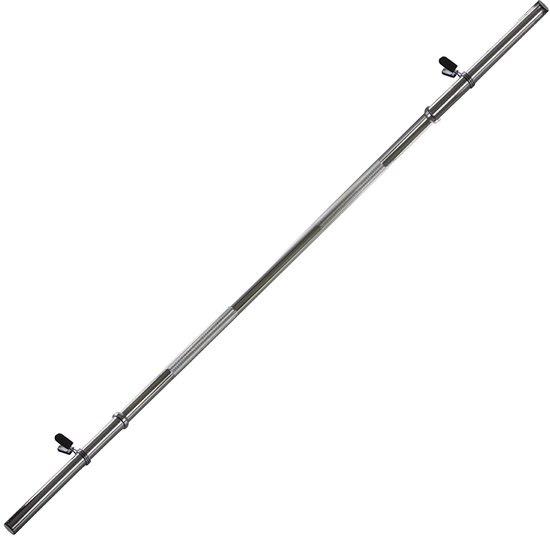 Barre Haltères Courte Worqout 34x3cm – Chromée, Moletée, Fermetures à Ressort – Compatible Disques 30mm