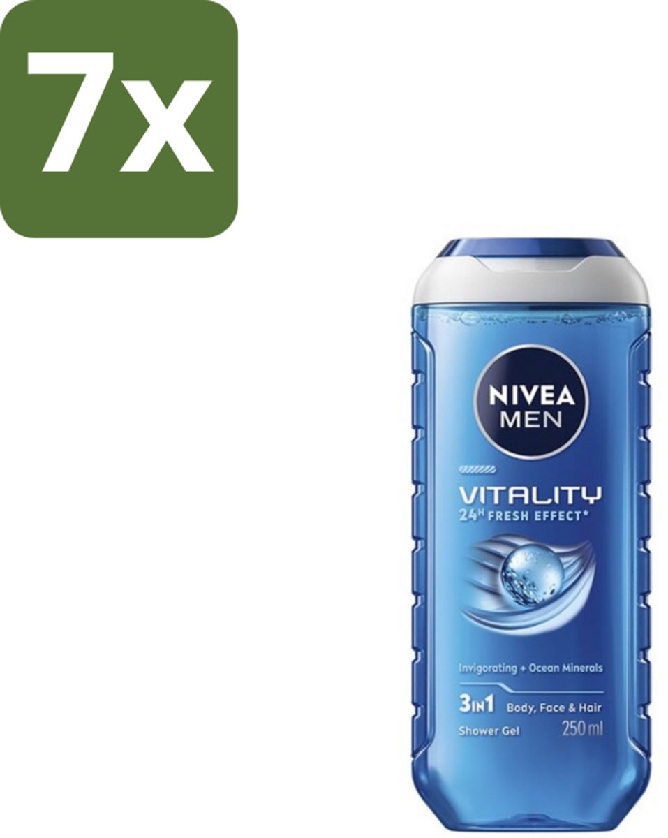 Nivea Men – Douchegel – Vitality 3-in-1 – 250 ml - Bulkverpakking - 7 stuks