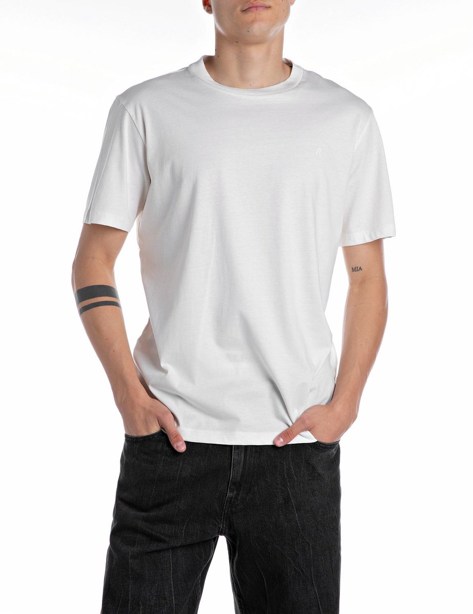 Replay Heren T-Shirt regular fit Wit 3XL Ronde Hals Volwassenen