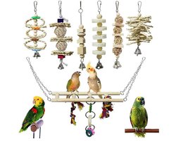 Vogelkooi Vogel Speelgoed Set - Vogelschommel - Ladder - Bal met bel - Parkieten Speelgoed - Paragraaf 2