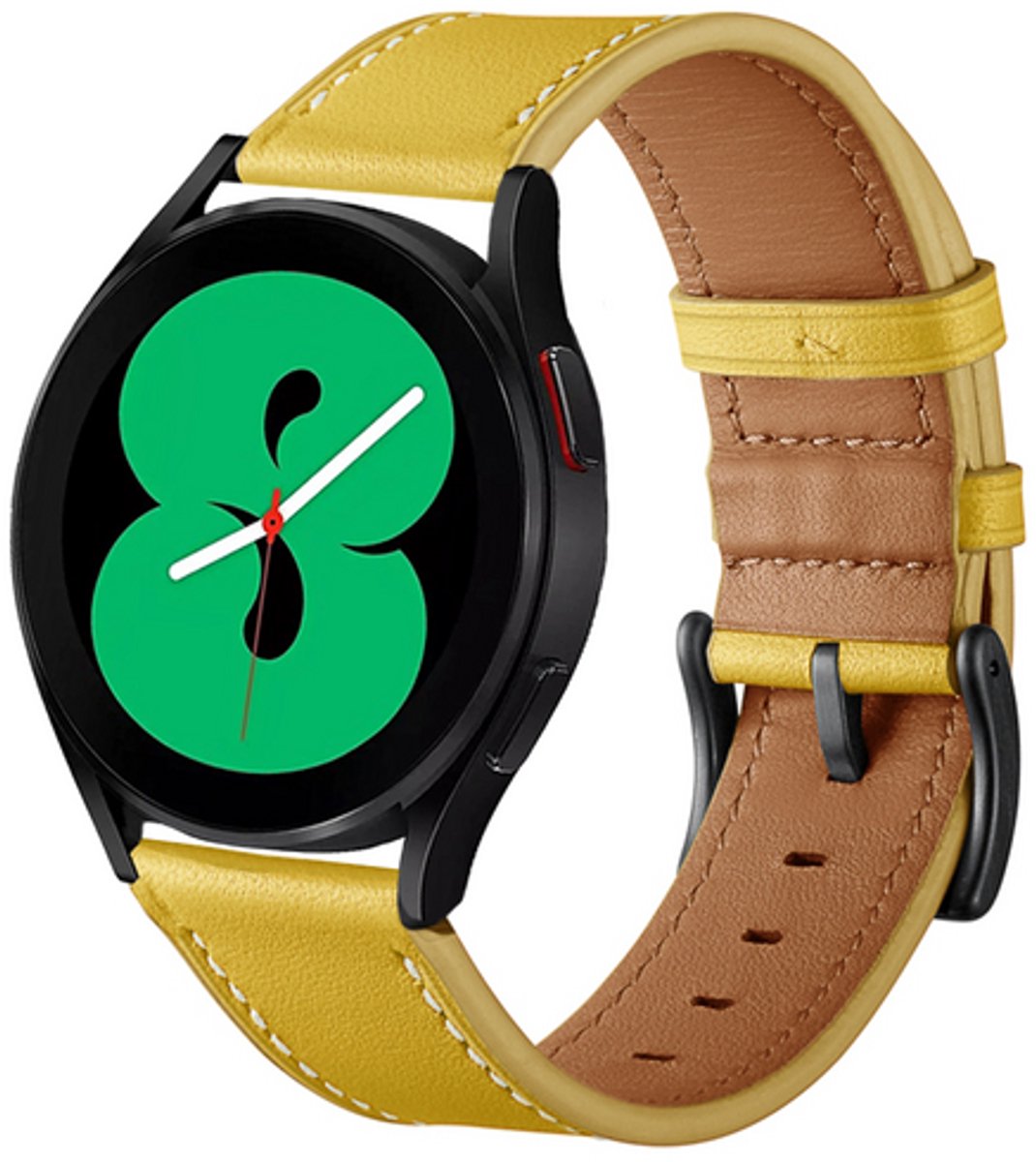 By Qubix - lederen bandje - Geel - geschikt voor Huawei Watch 5 - 46mm