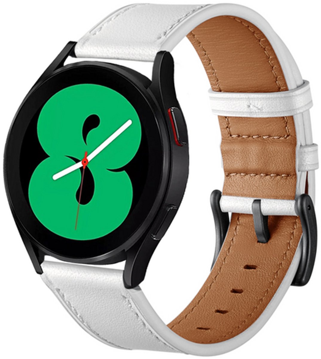 By Qubix - lederen bandje - Wit - geschikt voor Huawei Watch 5 - 46mm