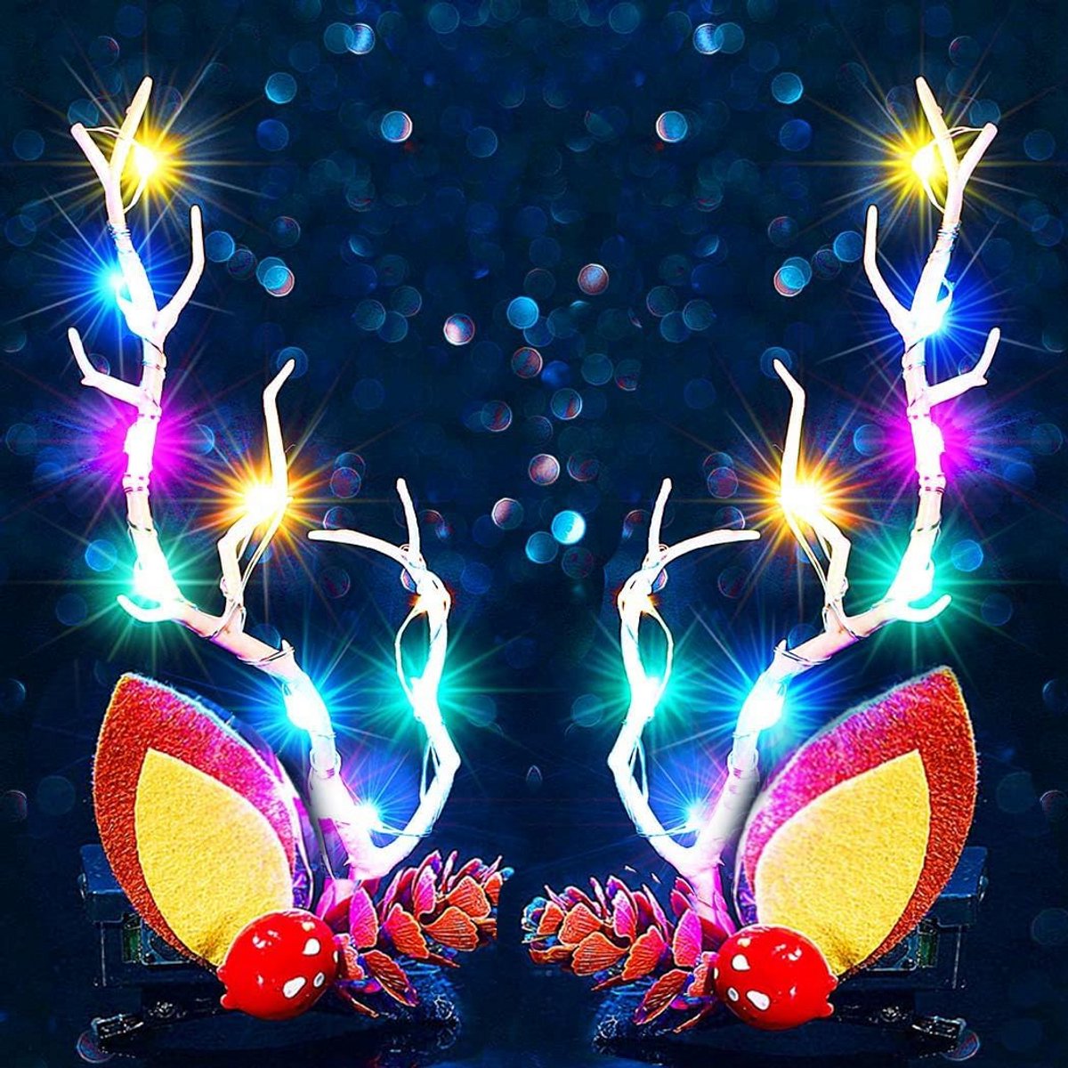Lichtgevende Kerst Haarspeldjes Rendier Gewei – Feestelijke Haaraccessoires