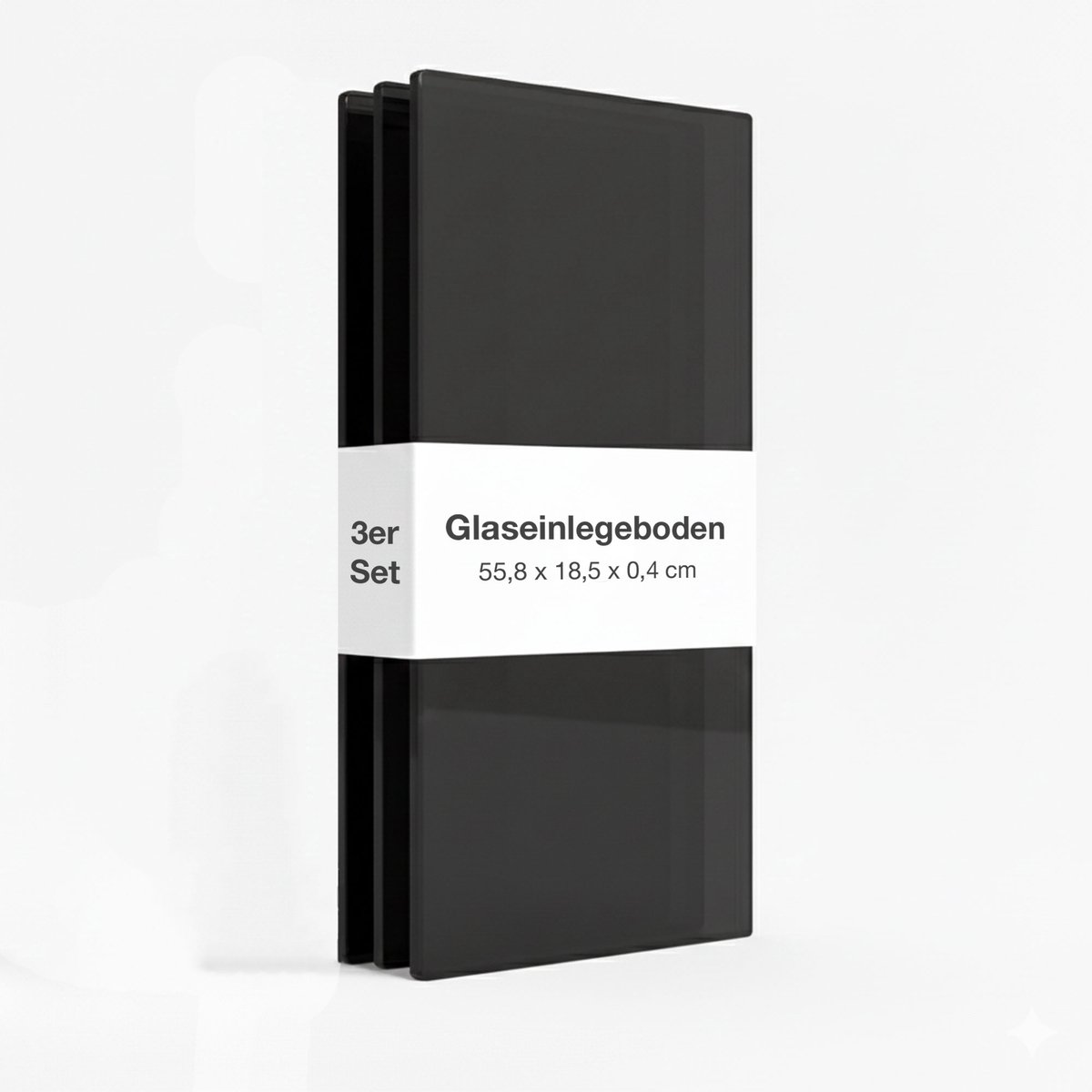 K-Möbel Glazen planken, 3-delige set incl. plankdragers & afdekkappen – transparant – voor wandvitrines met 2 deuren