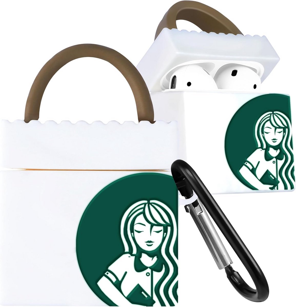 Schattige Cartoon 3D Siliconen Oplaadcase voor AirPods 1 & 2 met Sleutelhanger