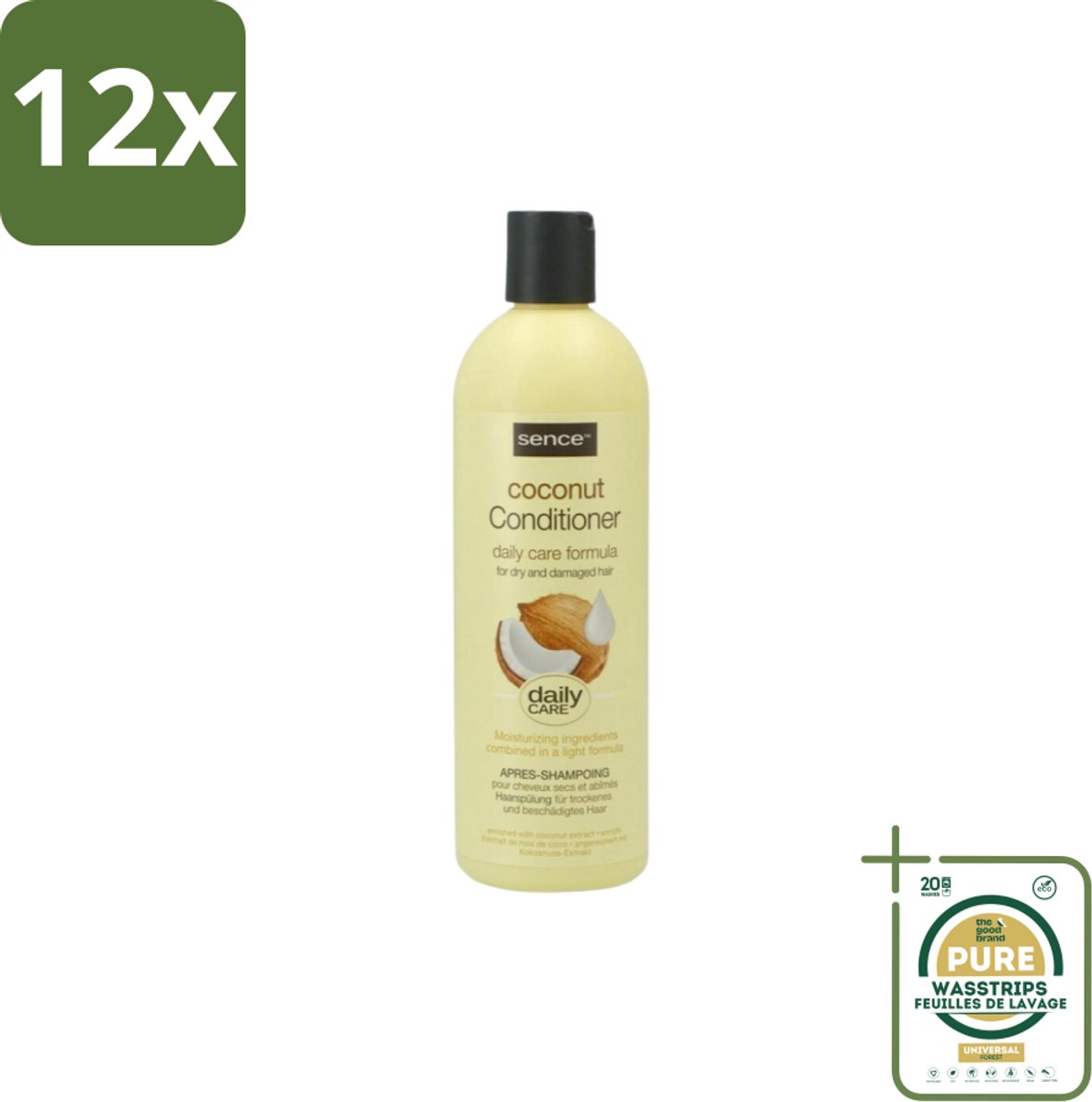 Sence – Conditioner – Coconut – 400 ml - Voordeelverpakking - 12 stuks - Voedend haar - Haar herstel