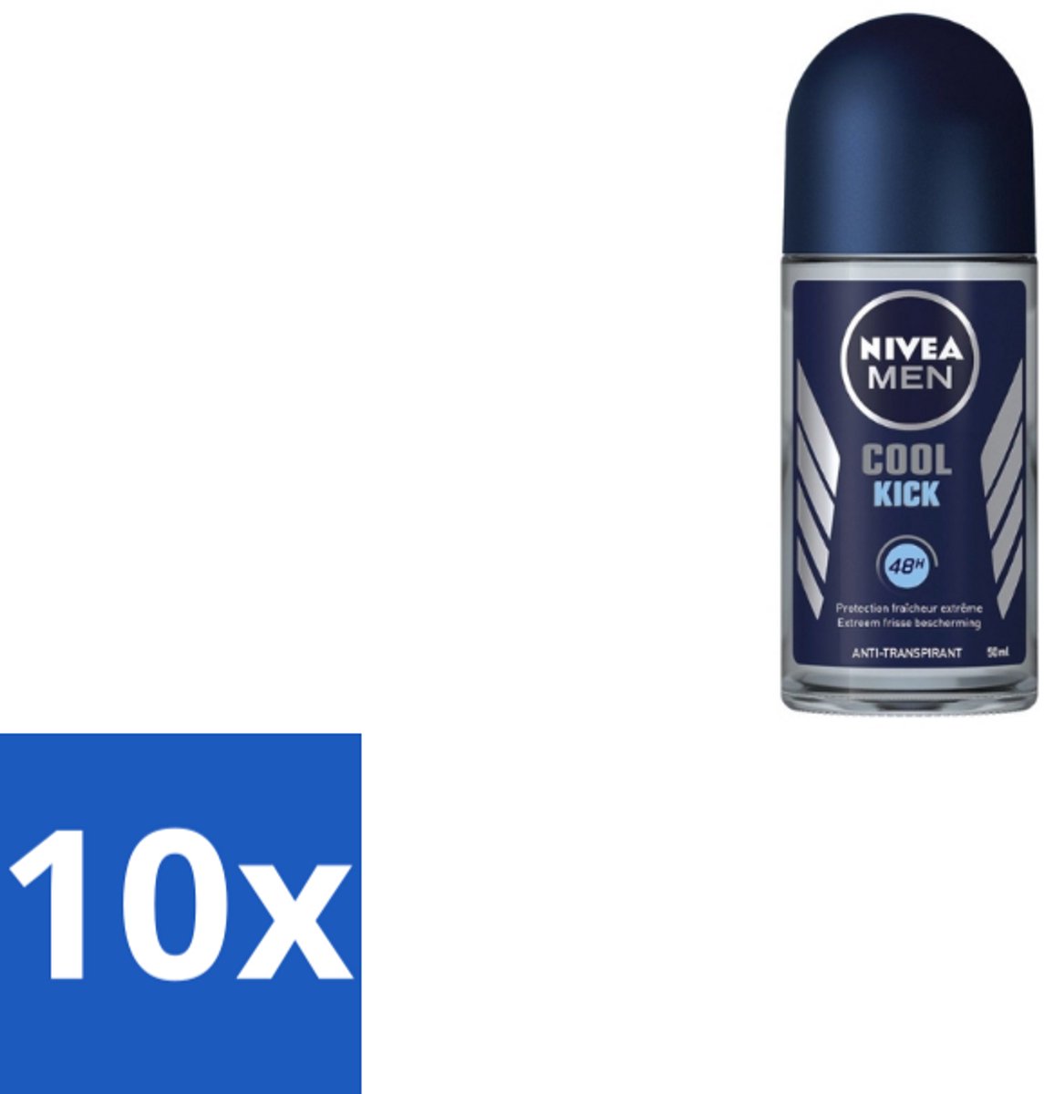 Nivea Men – Deodorant Roller – Cool Kick – 50 ml - Bulkverpakking - 10 stuks